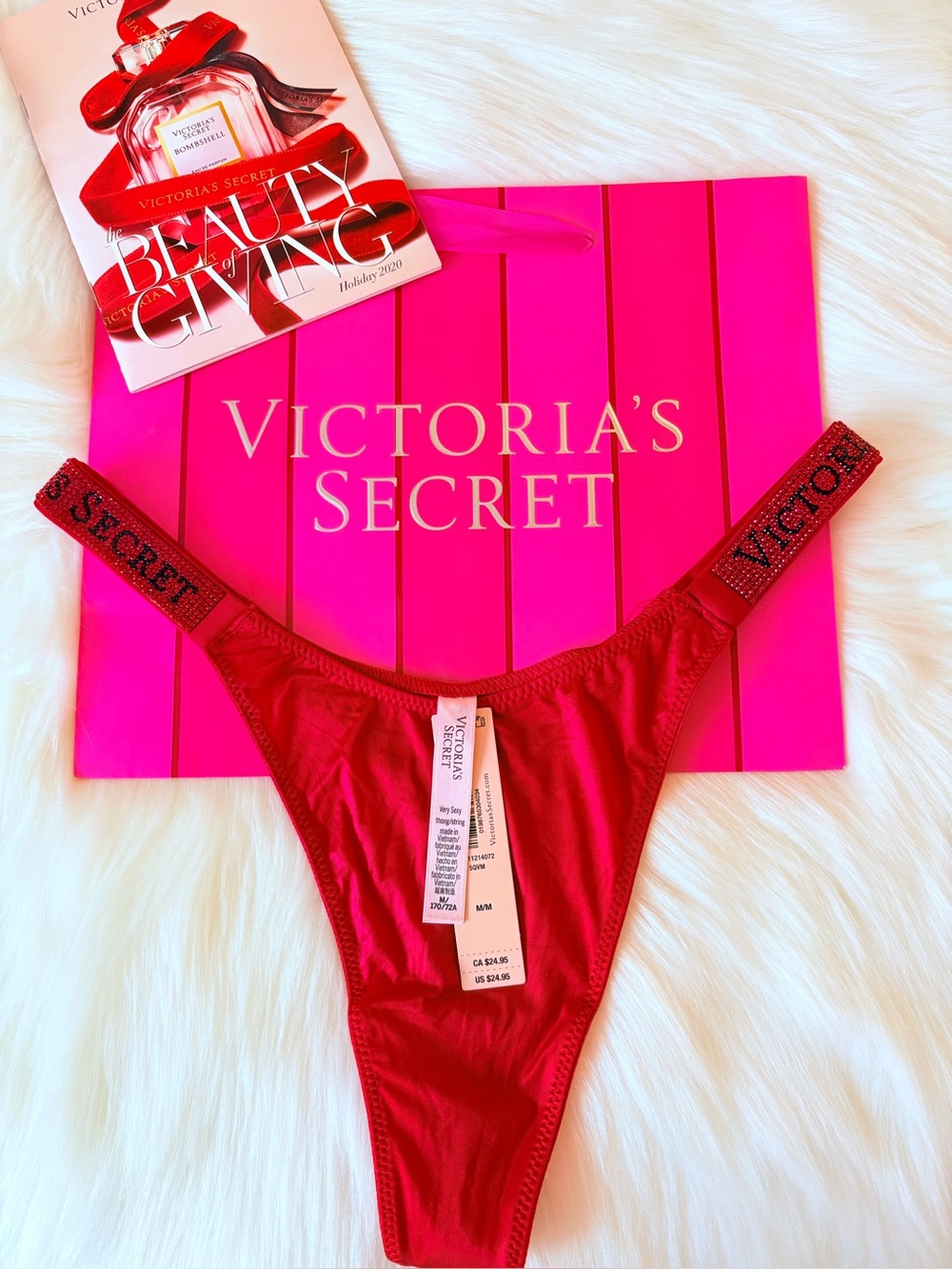 ❤️❤️Victoria’s Secret Logo shine strap panty (M)❤️❤️